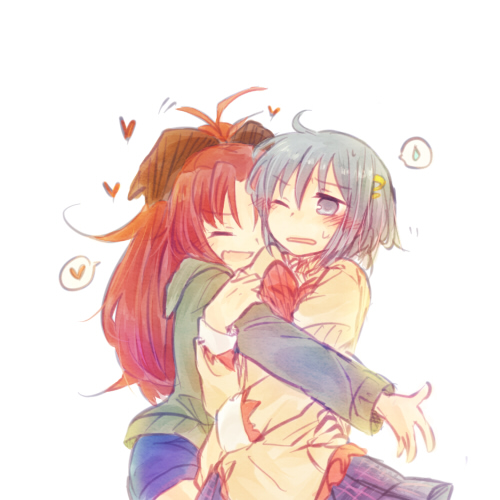 miki sayaka and sakura kyoko (mahou shoujo madoka magica) drawn by mizuki_(flowerlanguage)