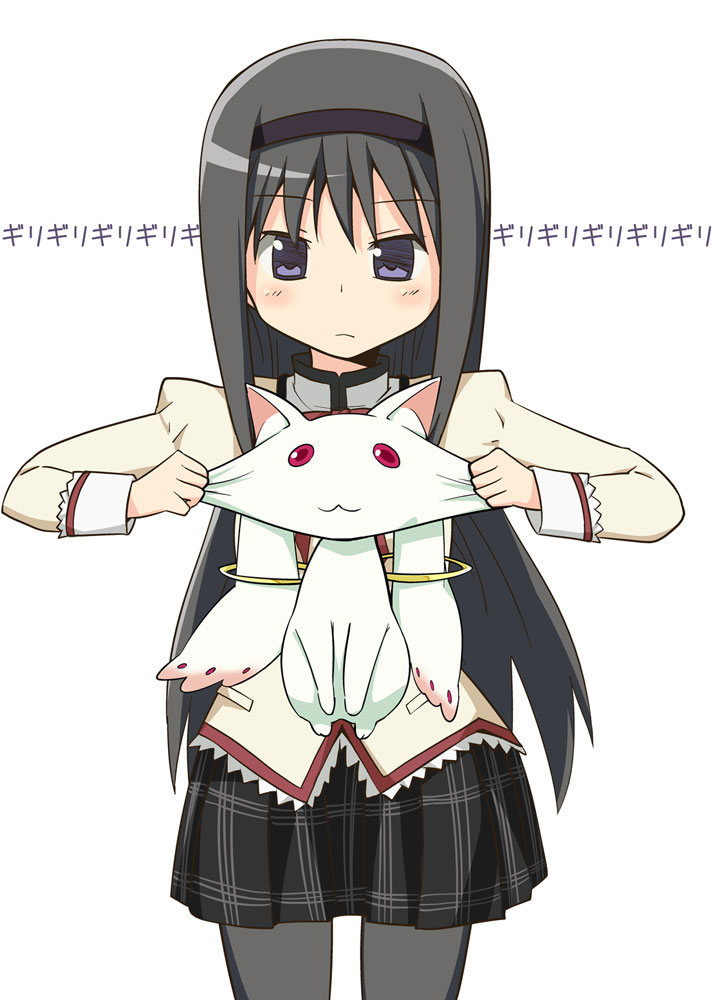 akemi homura and kyubey (mahou shoujo madoka magica) drawn by shirika