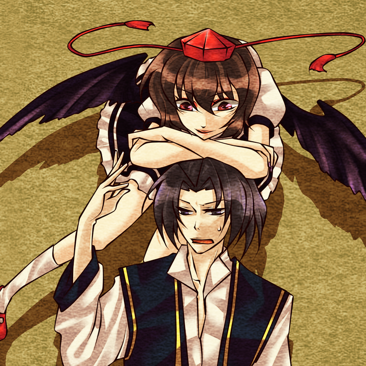 shameimaru aya and kaede (touhou and 2 more) drawn by tobi_(discharge_cycle)