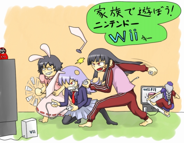 remilia scarlet, reisen udongein inaba, houraisan kaguya, inaba tewi, and yagokoro eirin (touhou and 1 more) drawn by aaku