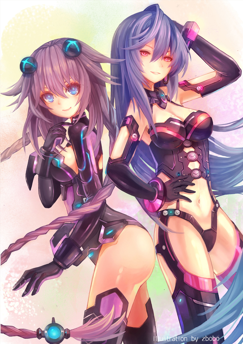 purple heart and iris heart (neptune) drawn by zbobo