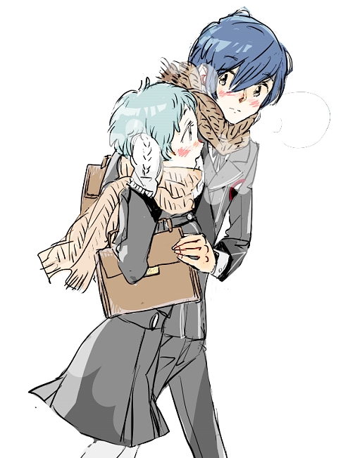 yuuki makoto and yamagishi fuuka (persona and 1 more) drawn by sutei_(giru)