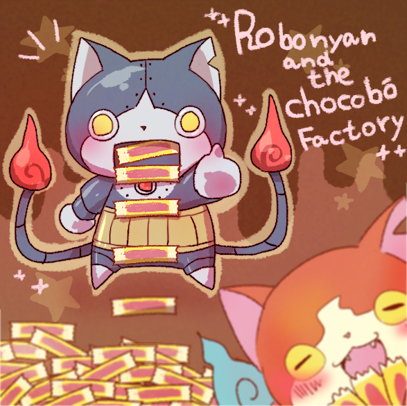 jibanyan and robonyan (youkai watch) drawn by umi_(srtm07)