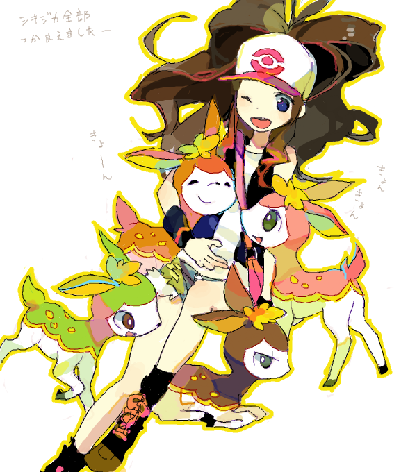hilda and deerling (pokemon and 1 more) drawn by emunise
