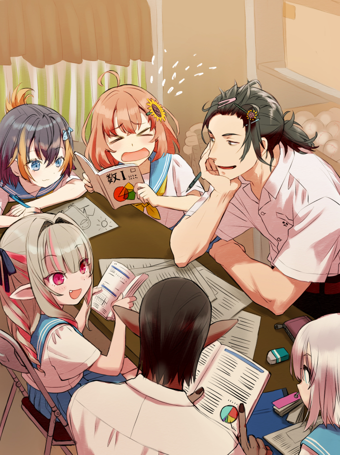 makaino ririmu, petra gurin, honma himawari, ars almal, yashiro kizuku, and 1 more (nijisanji and 1 more) drawn by succo_gura