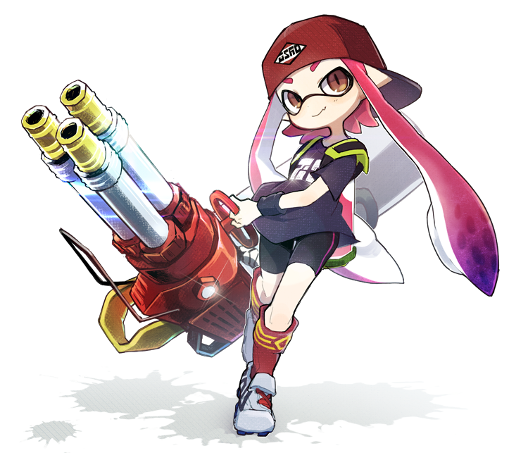 inkling player character and inkling girl (splatoon and 1 more) drawn by ameko-107