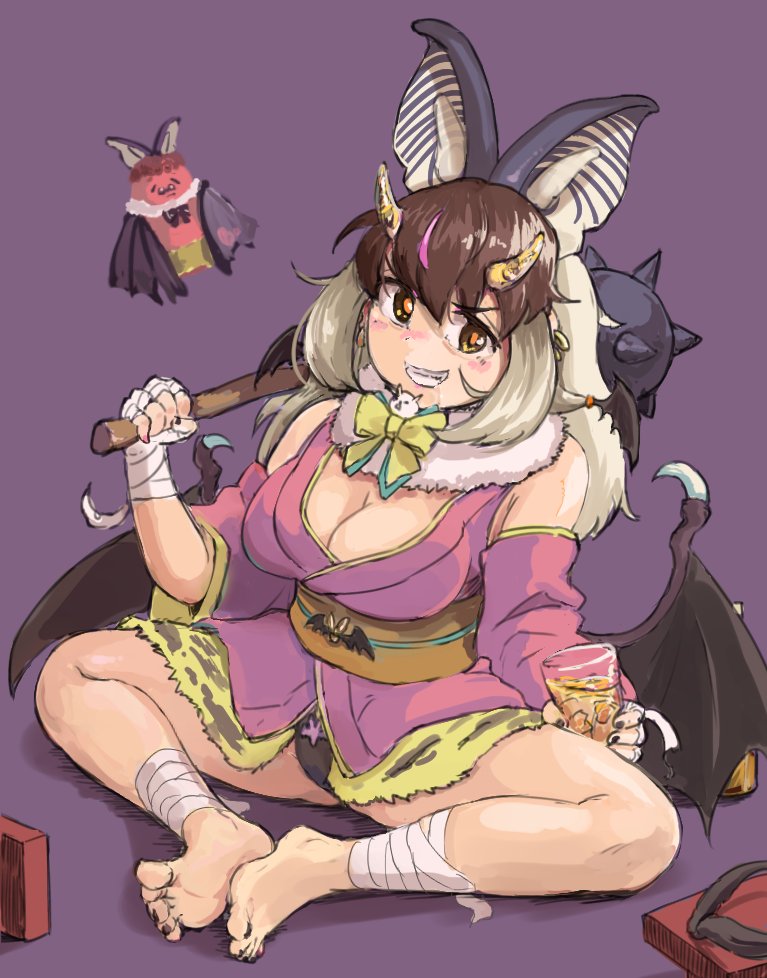 brown long-eared bat and poporu (kemono friends and 1 more) drawn by okyao