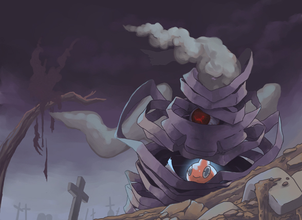 rotom, darkrai, and dusclops (pokemon) drawn by yorujisa_yuuto