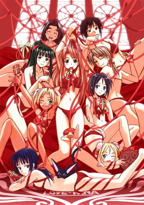 narusegawa naru, maehara shinobu, aoyama motoko, konno mitsune, kaolla su, and 5 more (love hina) drawn by akamatsu_ken