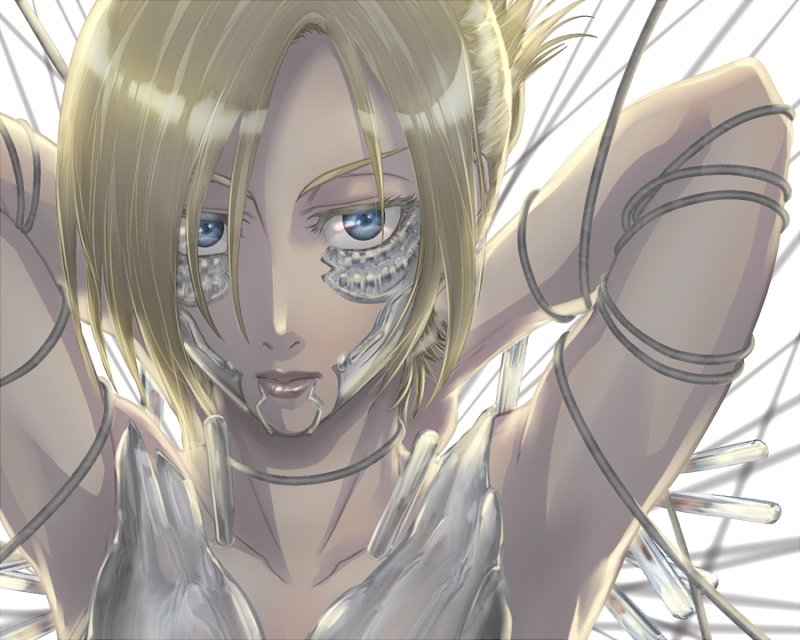 annie leonhart, titan, and female titan (shingeki no kyojin) drawn by higami_akabane