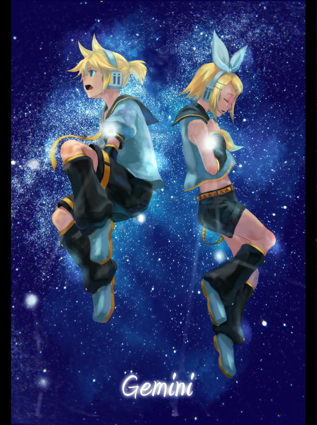 kagamine rin and kagamine len (vocaloid) drawn by iwaya