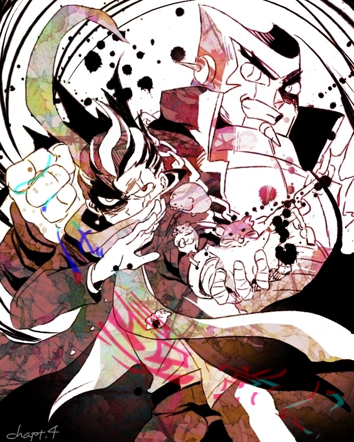 tanaka gundham, nidai nekomaru, cham-p, sun-d, maga-g, and 1 more (danganronpa and 1 more) drawn by mitsumame0810