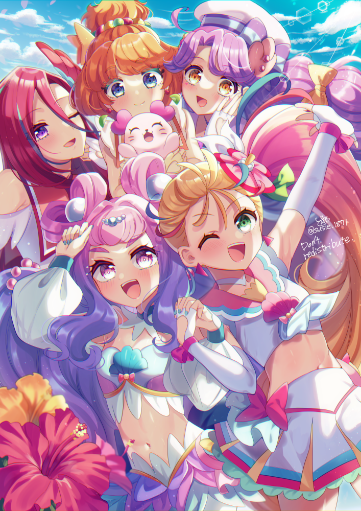 laura la mer, natsuumi manatsu, suzumura sango, takizawa asuka, ichinose minori, and 6 more (precure and 1 more) drawn by doroshii