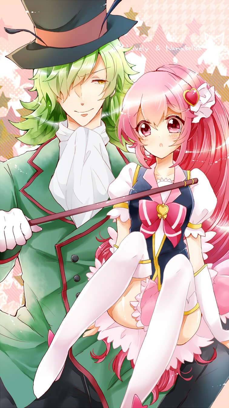 aino megumi, cure lovely, and namakeruda (precure and 1 more) drawn by yutsuchi