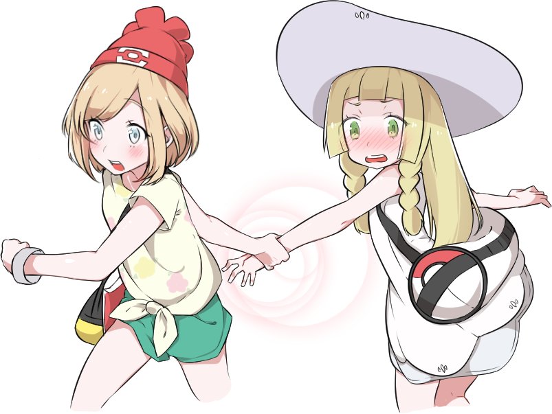 lillie and selene (pokemon and 1 more) drawn by mitsudoue