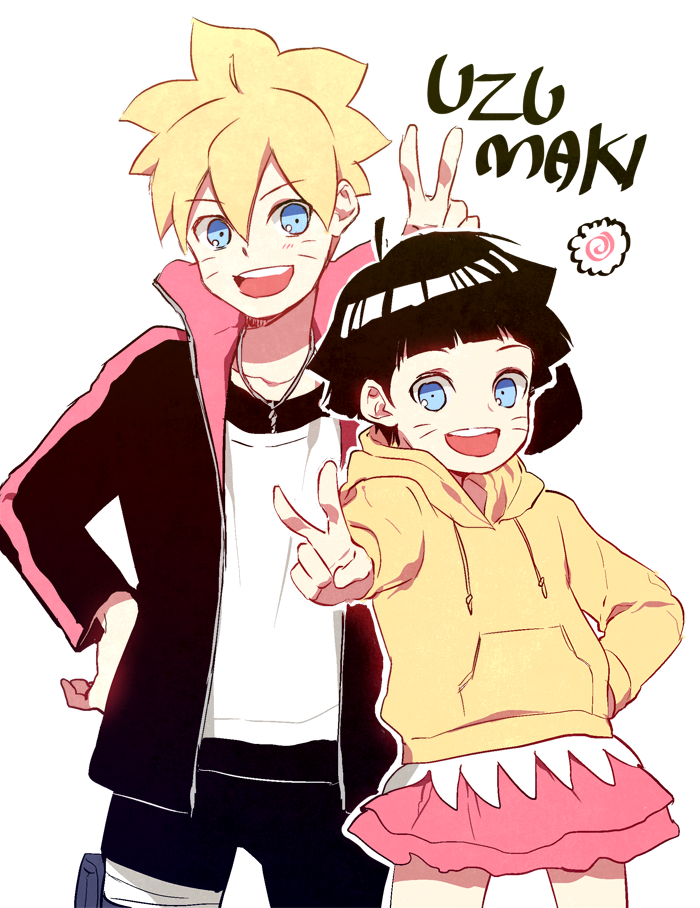 uzumaki boruto and uzumaki himawari (naruto) drawn by nipye