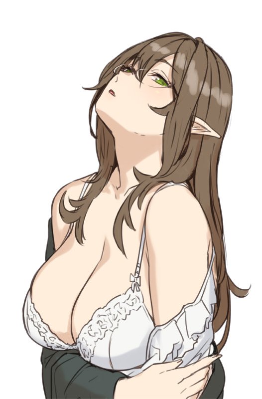 brown haired glasses elf (original) drawn by houtengeki