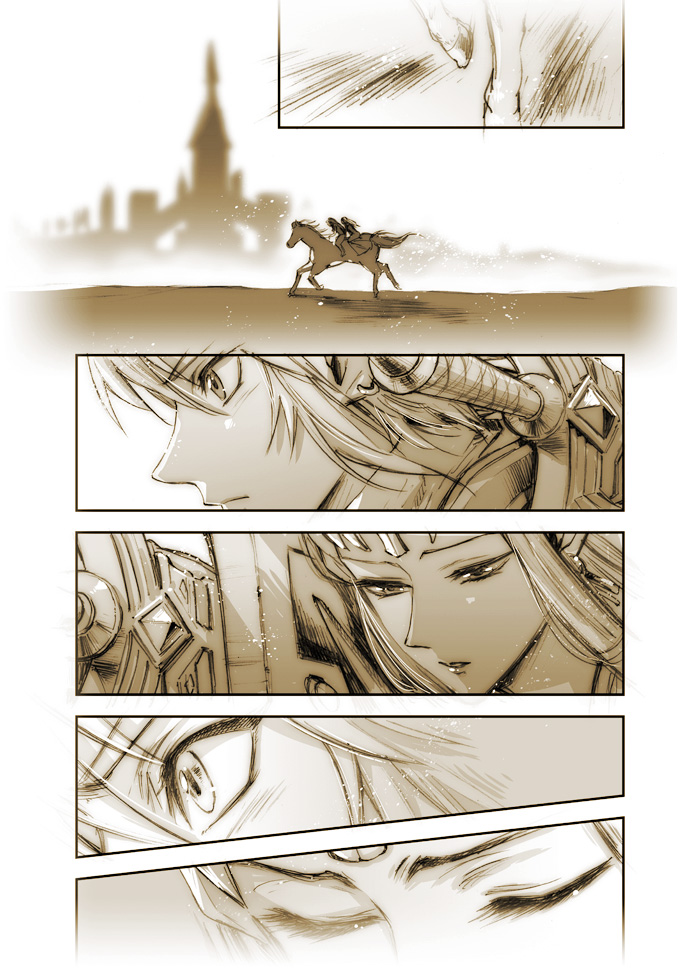 link, princess zelda, and epona (the legend of zelda and 1 more) drawn by tak_(karasuki)