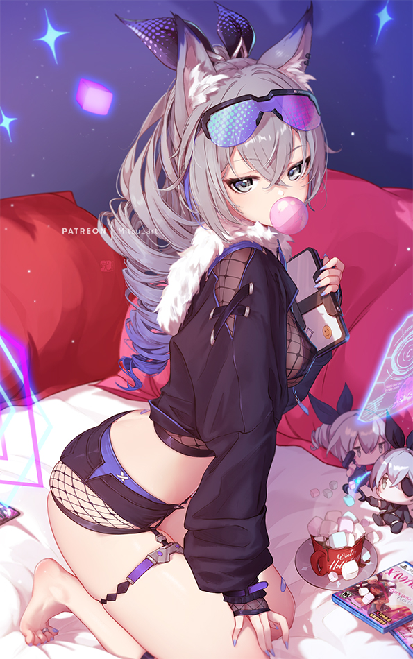 silver wolf (honkai and 1 more) drawn by mitsu_(mitsu_art)
