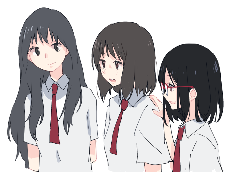 naitou suzu, betsuyaku hiroka, and watanabe ruka (ryuu to sobakasu no hime) drawn by shiroshi_(denpa_eshidan)