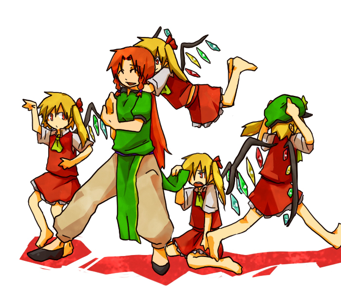 flandre scarlet and hong meiling (touhou) drawn by shiru_pochi
