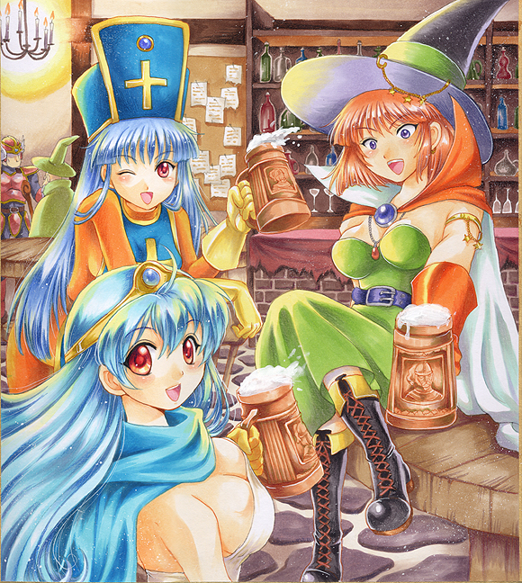 sage, priest, and mage (dragon quest and 1 more) drawn by pemoko