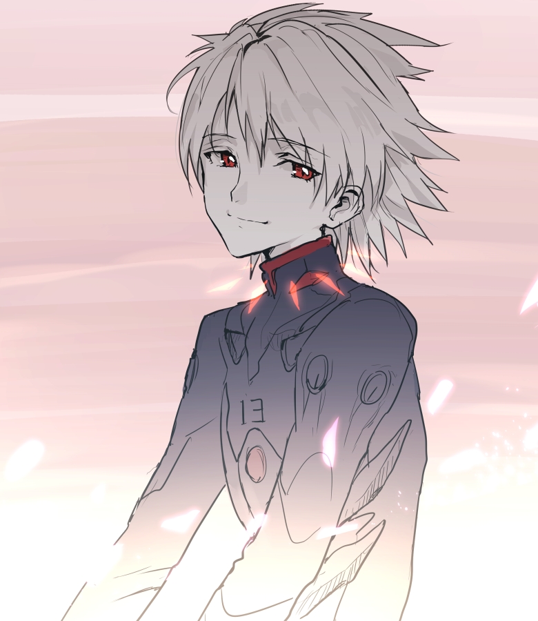 nagisa kaworu (neon genesis evangelion and 2 more) drawn by bunkyo_takemi and onbr