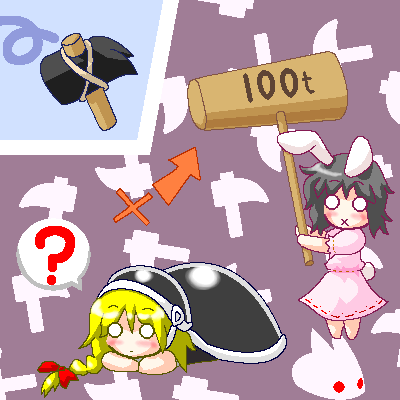 kirisame marisa, inaba tewi, and hammer bro (touhou and 3 more) drawn by myonde