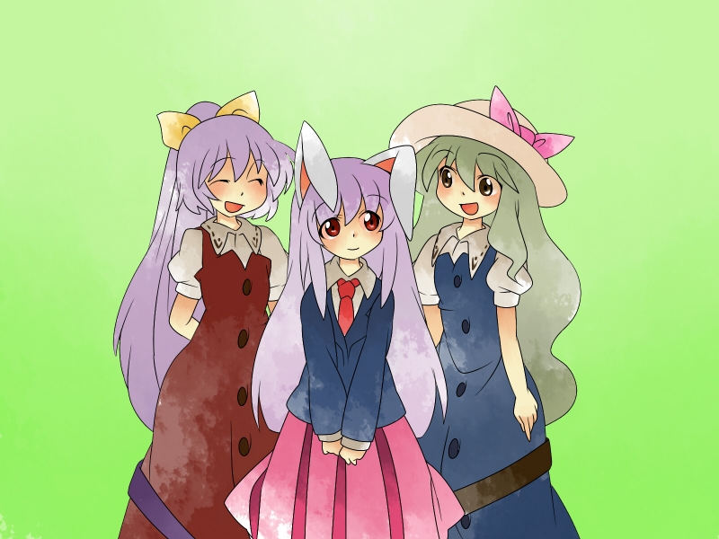 reisen udongein inaba, watatsuki no yorihime, and watatsuki no toyohime (touhou) drawn by hammer_(sunset_beach)