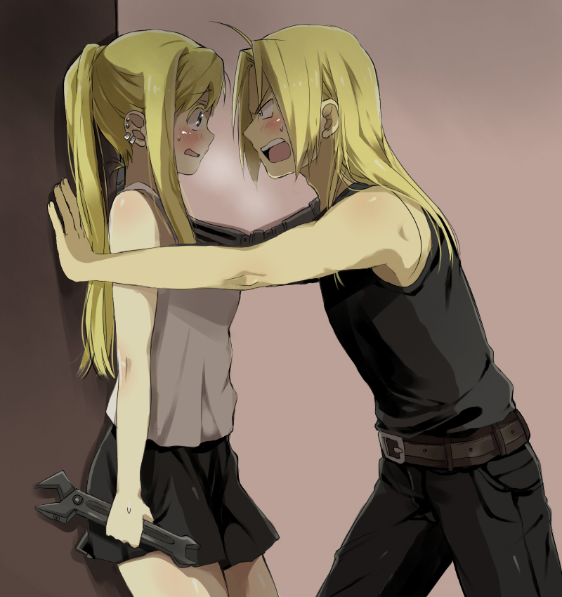 edward elric and winry rockbell (fullmetal alchemist) drawn by mitsu_yomogi