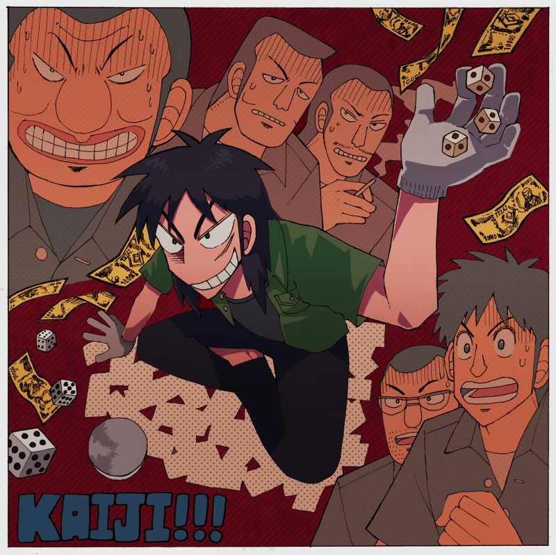itou kaiji, ootsuki, numakawa takuya, isawa kaoru, miyoshi tomohiro, and 1 more (kaiji) drawn by denkyu