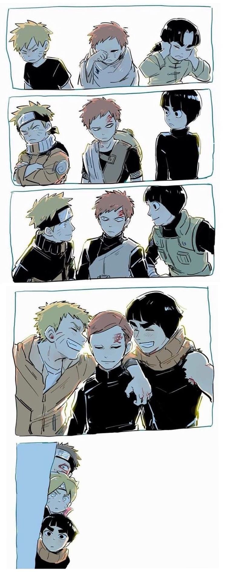 uzumaki naruto, uzumaki boruto, rock lee, and gaara (naruto and 2 more)