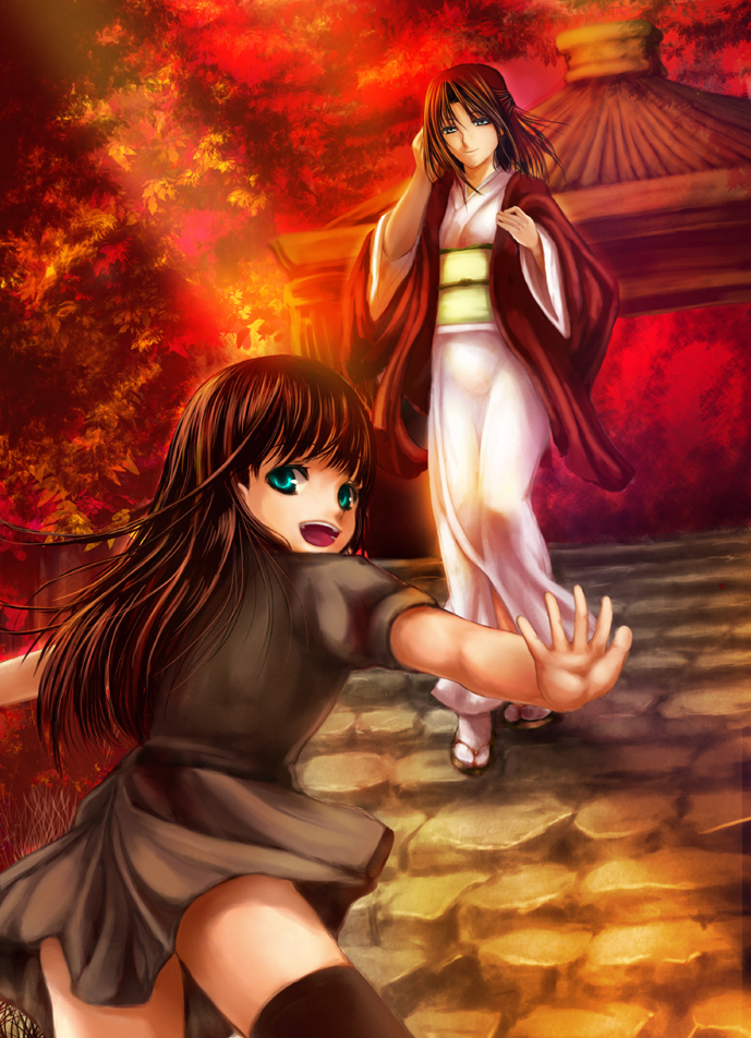 ryougi shiki and ryougi mana (kara no kyoukai) drawn by yukiomi_haku