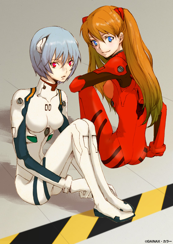 souryuu asuka langley and ayanami rei (neon genesis evangelion) drawn by saitou
