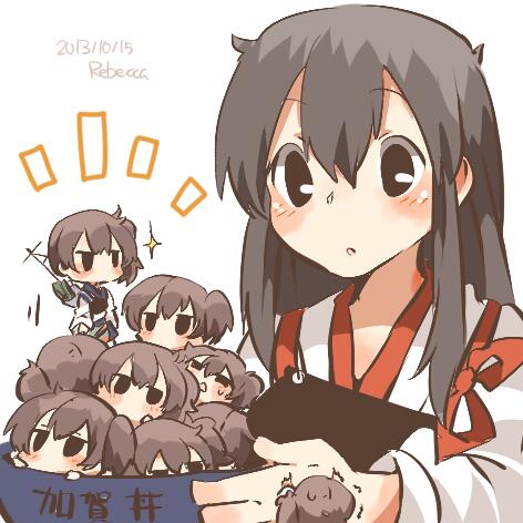 kaga and akagi (kantai collection) drawn by rebecca_(keinelove)
