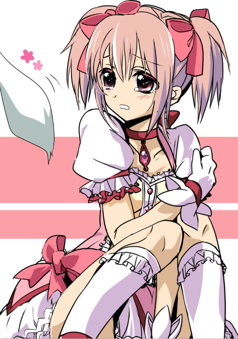 kaname madoka and kyubey (mahou shoujo madoka magica) drawn by merii