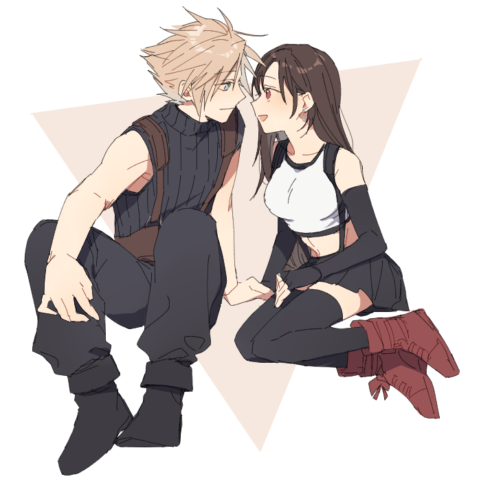 tifa lockhart and cloud strife (final fantasy and 2 more) drawn by tooru_(jux)