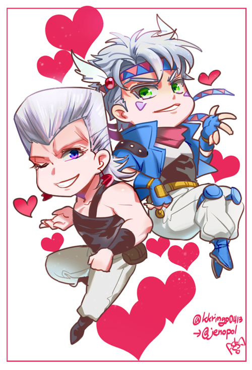 caesar anthonio zeppeli and jean pierre polnareff (jojo no kimyou na bouken and 2 more) drawn by anzumame