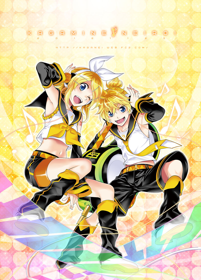 kagamine rin and kagamine len (vocaloid) drawn by kitano_tomotoshi