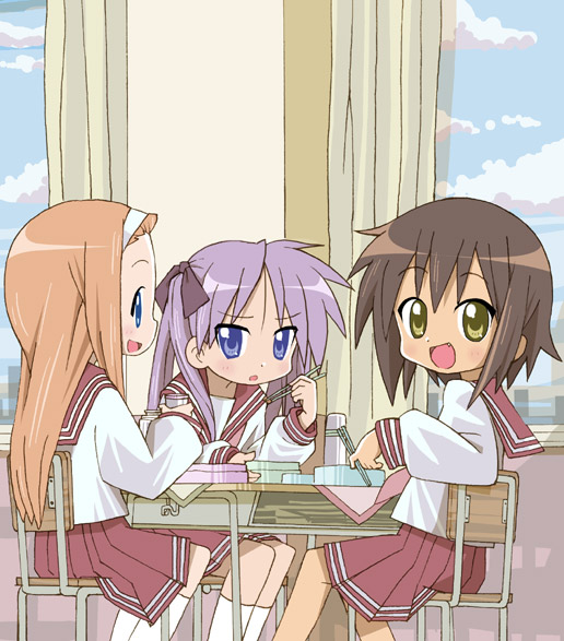hiiragi kagami, kusakabe misao, and minegishi ayano (lucky star) drawn by roku_no_hito