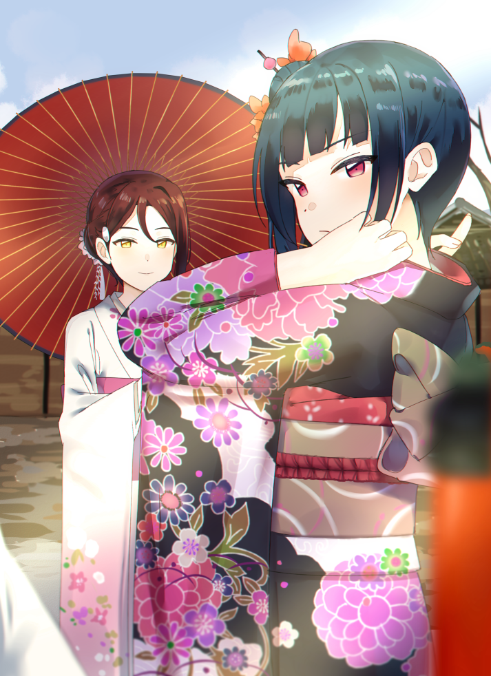 tsushima yoshiko and sakurauchi riko (love live! and 1 more) drawn by sellel