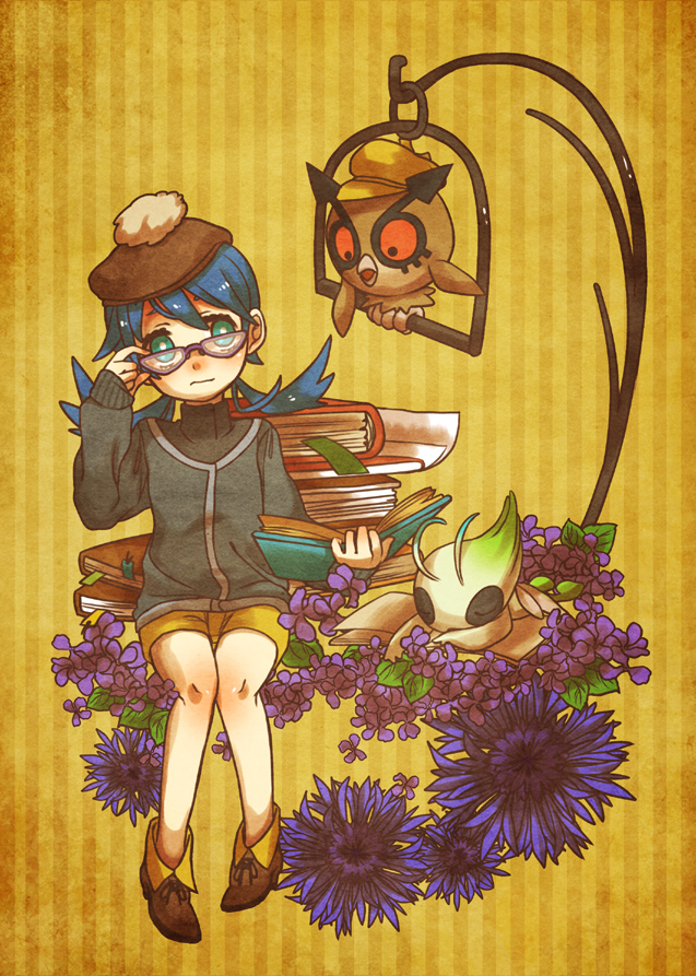 kris, celebi, and hoothoot (pokemon and 1 more) drawn by cambo_copoca