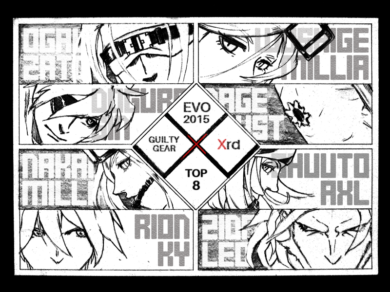 millia rage, ky kiske, sin kiske, faust, axl low, and 2 more (guilty gear and 2 more) drawn by kannuki
