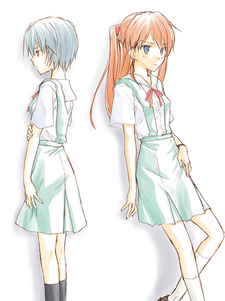 souryuu asuka langley and ayanami rei (neon genesis evangelion) drawn by seri_natsume