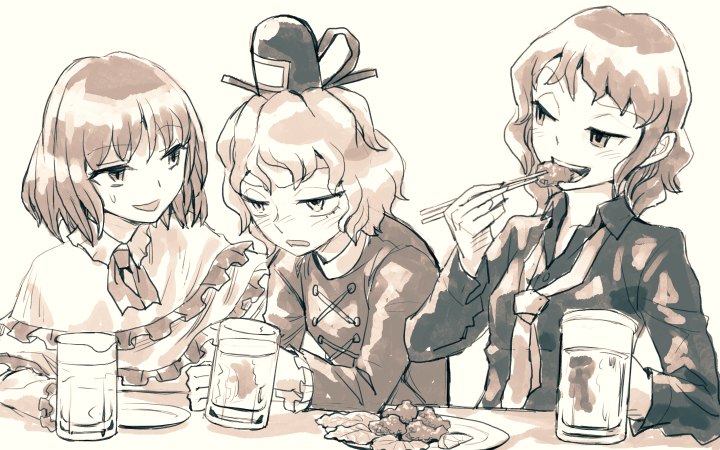 nagae iku, soga no tojiko, and horikawa raiko (touhou) drawn by meimaru_inuchiyo