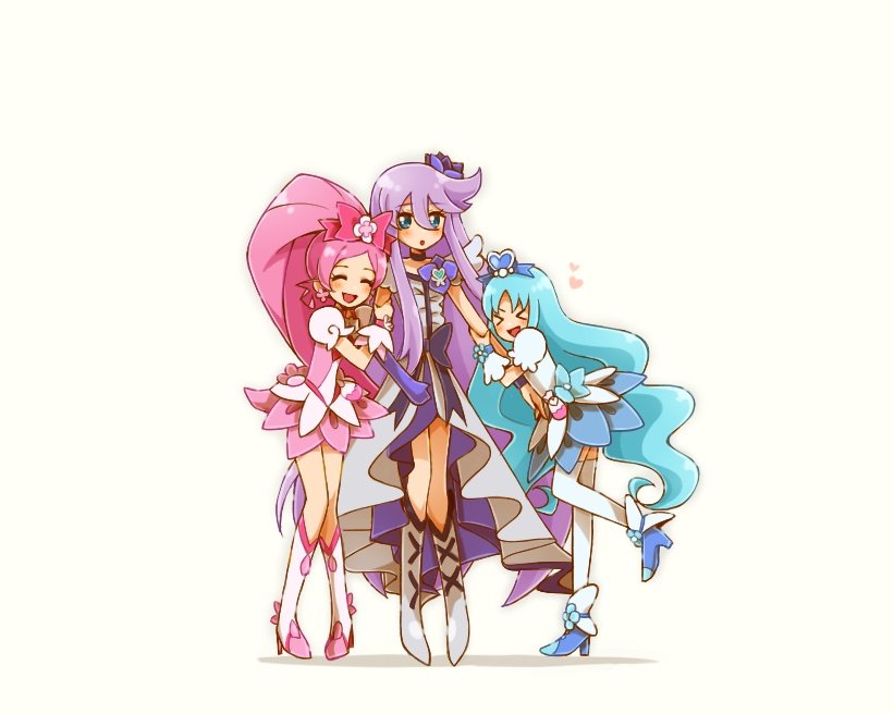 kurumi erika, hanasaki tsubomi, tsukikage yuri, cure marine, cure blossom, and 1 more (precure and 1 more) drawn by yuu13