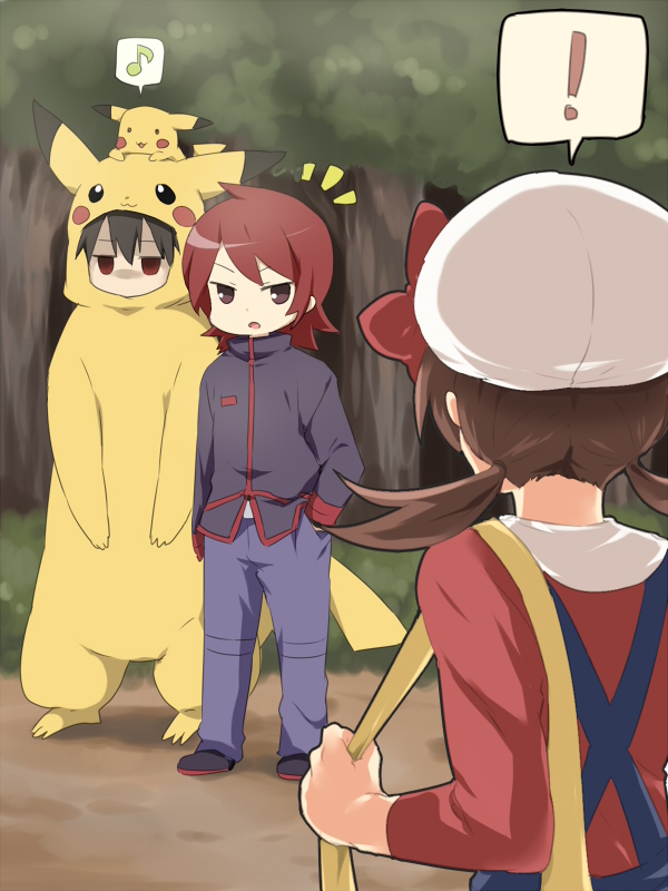 pikachu, red, lyra, and silver (pokemon and 2 more) drawn by maruki_(punchiki)