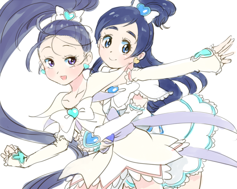 yukishiro honoka, cure white, mishou mai, and cure egret (precure and 2 more) drawn by azuma_yukihiko
