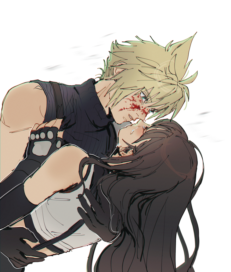 tifa lockhart and cloud strife (final fantasy and 2 more) drawn by pudelmudel
