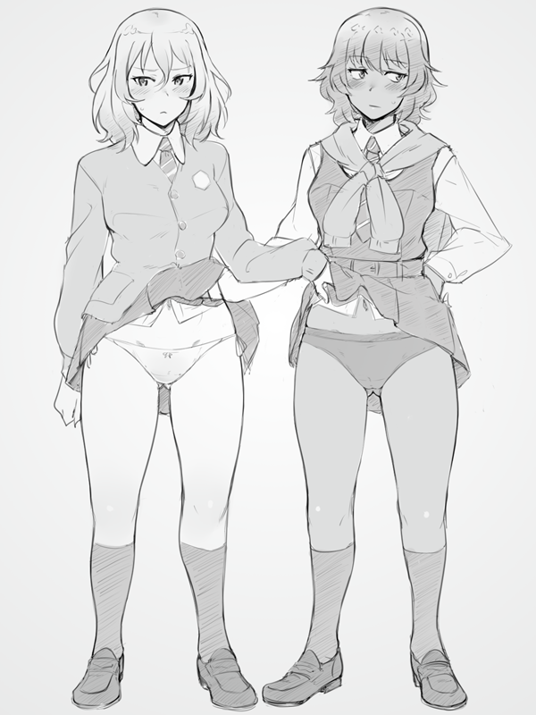 andou and oshida (girls und panzer) drawn by em_(totsuzen_no_hakike)